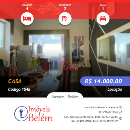 Casa com 4 Quartos para Alugar, 200 m² em Nazare - Belém