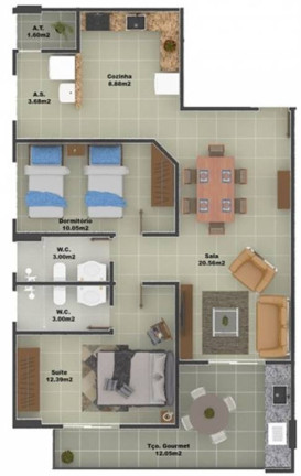 Imagem Apartamento com 2 Quartos à Venda, 85 m² em Guilhermina - Praia Grande