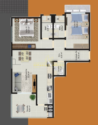 Imagem Apartamento com 2 Quartos à Venda, 92 m² em Barreiros - São José Imagem Apartamento com 2 Quartos à Venda, 92 m² em Barreiros - São José