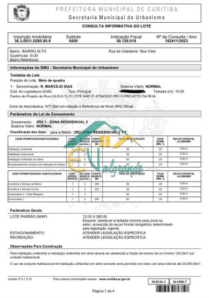 Imagem Terreno à Venda, 500 m² em Bairro Alto - Curitiba Imagem Terreno à Venda, 500 m² em Bairro Alto - Curitiba