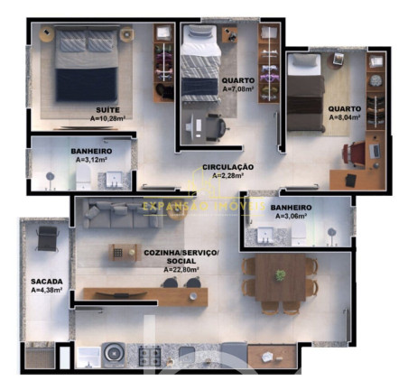 Imagem Apartamento com 3 Quartos à Venda, 69 m² em Nova Palhoça - Palhoça Imagem Apartamento com 3 Quartos à Venda, 69 m² em Nova Palhoça - Palhoça