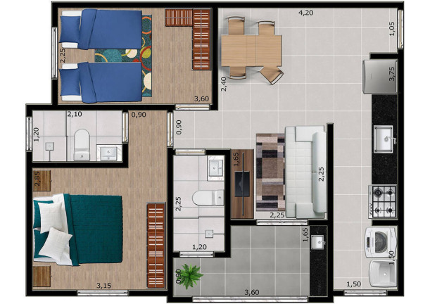 Imagem Apartamento com 2 Quartos à Venda,  em Vila Carvalho - Sorocaba
