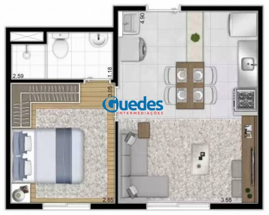 Imagem Apartamento com 1 Quarto à Venda, 26 m² em Parque Maria Helena - São Paulo