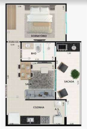 Imagem Apartamento com 1 Quarto à Venda, 41 m² em Guilhermina - Praia Grande