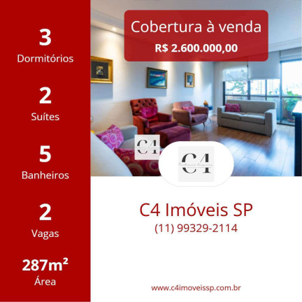 Imagem Cobertura com 3 Quartos à Venda, 287 m² em Brooklin - São Paulo Imagem Cobertura com 3 Quartos à Venda, 287 m² em Brooklin - São Paulo