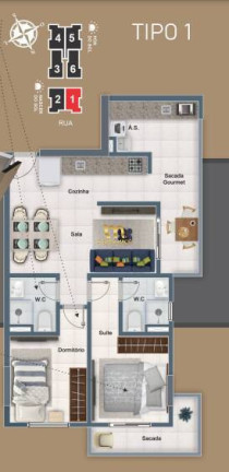 Imagem Apartamento com 2 Quartos à Venda, 57 m² em Guilhermina - Praia Grande