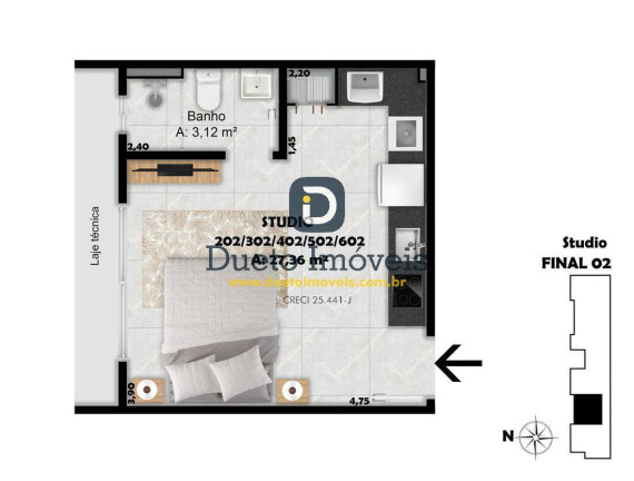 Imagem Apartamento com 1 Quarto à Venda, 32 m² em Camobi - Santa Maria