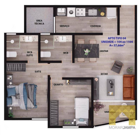 Imagem Apartamento com 2 Quartos à Venda, 57 m² em Manaíra - João Pessoa