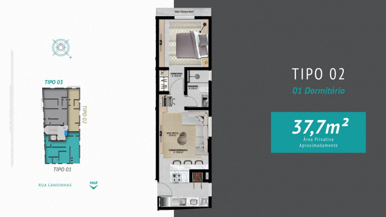 Imagem Apartamento com 2 Quartos à Venda, 68 m² em Perequê - Porto Belo