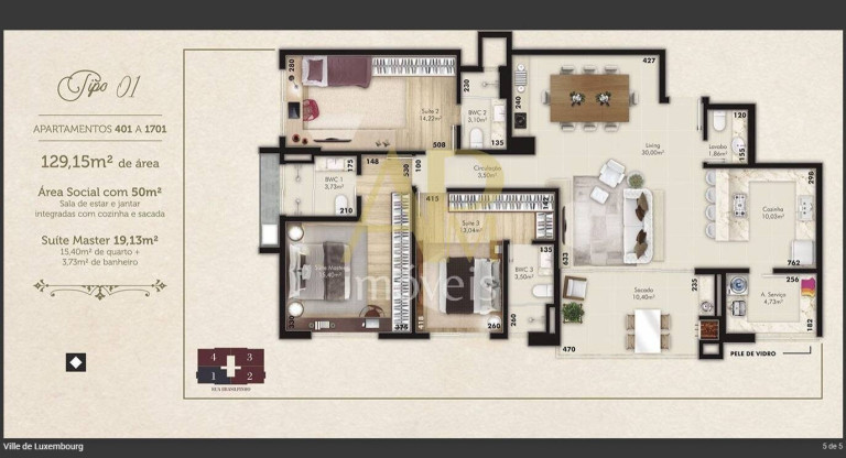 Imagem Apartamento com 3 Quartos à Venda, 129 m² em Kobrasol - São José Imagem Apartamento com 3 Quartos à Venda, 129 m² em Kobrasol - São José