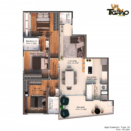 Imagem Apartamento com 3 Quartos à Venda, 105 m² em Gravatá - Navegantes Imagem Apartamento com 3 Quartos à Venda, 105 m² em Gravatá - Navegantes