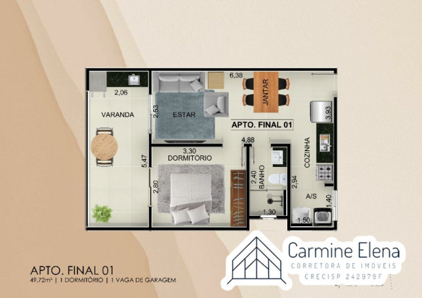 Apartamento com 1 Quarto à Venda, 49 m² em Centro - Ubatuba
