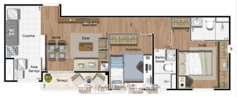 Imagem Apartamento com 3 Quartos à Venda, 68 m² em Parque Conceição Ii - Piracicaba