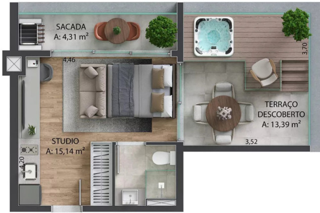 Imagem Apartamento com 1 Quarto à Venda, 38 m² em Bigorrilho - Curitiba