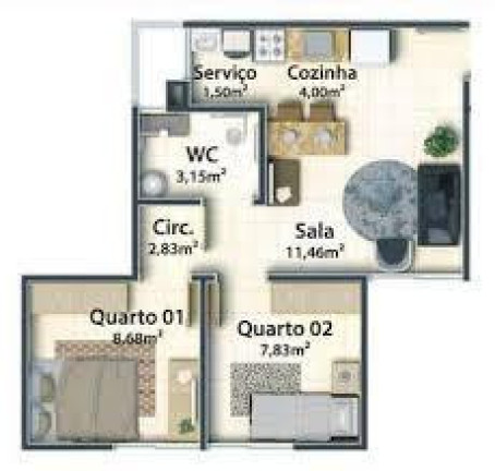 Imagem Apartamento com 2 Quartos à Venda, 46 m² em Vale Do Gavião - Teresina Imagem Apartamento com 2 Quartos à Venda, 46 m² em Vale Do Gavião - Teresina