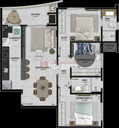 Imagem Apartamento com 3 Quartos à Venda, 97 m² em Santa Bárbara - Criciúma