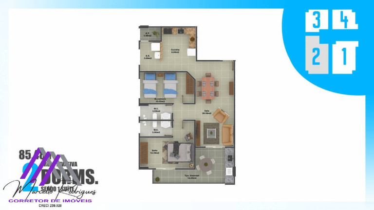 Imagem Apartamento com 1 Quarto à Venda, 52 m² em Cidade Ocian - Praia Grande
