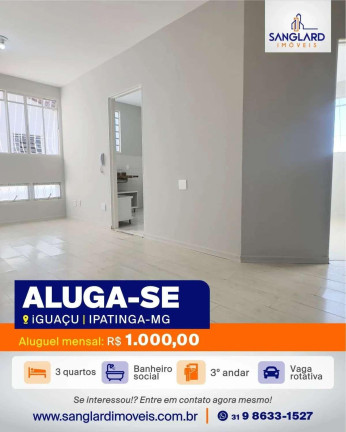 Apartamento com 3 Quartos para Alugar,  em Iguaçu - Ipatinga