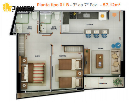 Imagem Apartamento com 2 Quartos à Venda, 61 m² em Tambaú - João Pessoa
