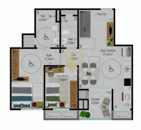 Imagem Apartamento com 2 Quartos à Venda, 64 m² em Areias - São José Imagem Apartamento com 2 Quartos à Venda, 64 m² em Areias - São José