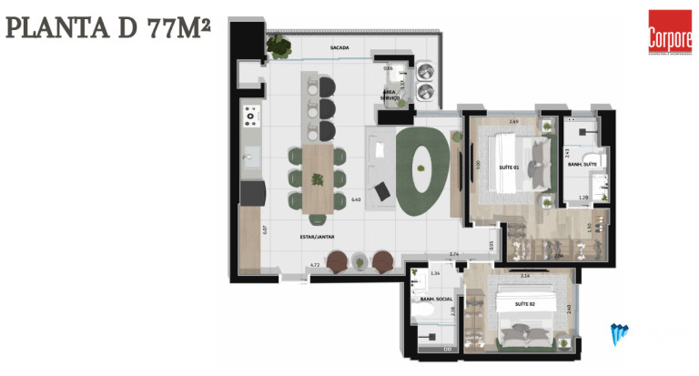 Imagem Apartamento com 2 Quartos à Venda, 62 m² em Jardim Europa - Dourados Imagem Apartamento com 2 Quartos à Venda, 62 m² em Jardim Europa - Dourados