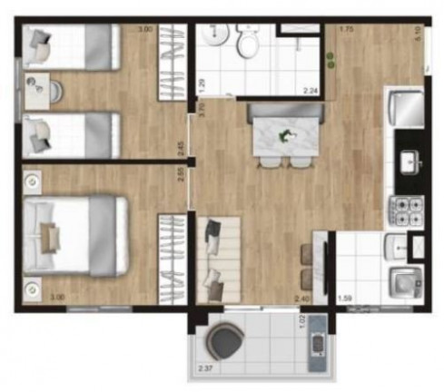 Imagem Imóvel com 2 Quartos à Venda, 43 m² em Taboão - São Bernardo Do Campo