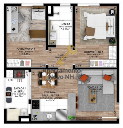 Imagem Apartamento com 2 Quartos à Venda, 67 m² em Centro - São Leopoldo Imagem Apartamento com 2 Quartos à Venda, 67 m² em Centro - São Leopoldo