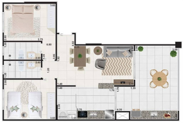 Apartamento com 2 Quartos à Venda, 80 m² em Guilhermina - Praia Grande