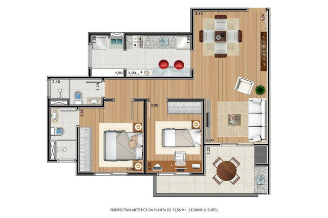 Imagem Apartamento com 2 Quartos à Venda, 74 m² em Granjas Santa Terezinha - Taubaté