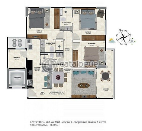 Imagem Apartamento com 3 Quartos à Venda, 88 m² em Tirol - Natal Imagem Apartamento com 3 Quartos à Venda, 88 m² em Tirol - Natal