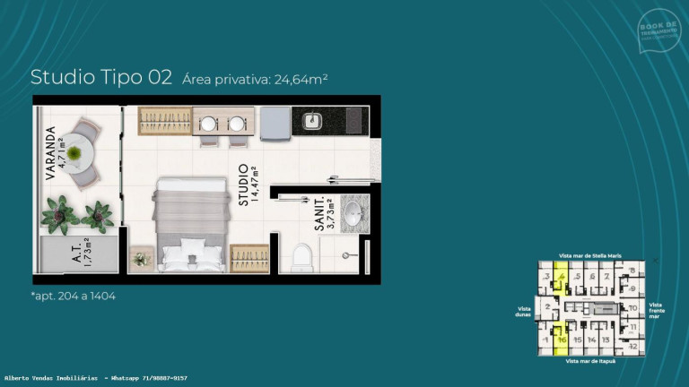Imagem Apartamento com 1 Quarto à Venda, 24 m² em Itapuã - Salvador