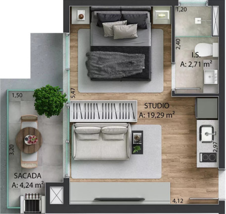 Imagem Apartamento com 1 Quarto à Venda, 38 m² em Bigorrilho - Curitiba