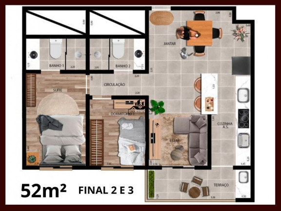 Imagem Apartamento com 2 Quartos à Venda, 52 m² em Jardim Santo Antônio - Santo André