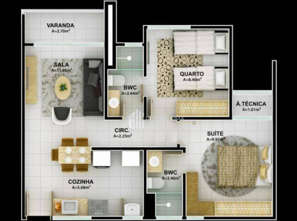 Imagem Apartamento com 2 Quartos à Venda, 56 m² em Uruguai - Teresina