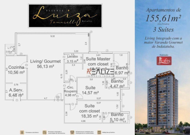 Imagem Apartamento com 3 Quartos à Venda, 155 m² em Edifício Reserva Luiza Tomaselli - Indaiatuba
