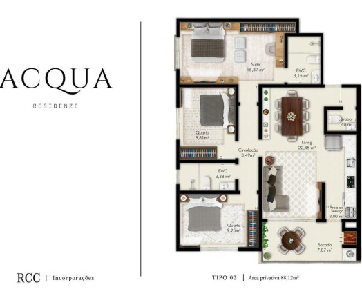 Imagem Apartamento com 2 Quartos à Venda, 73 m² em Pagani - Palhoça