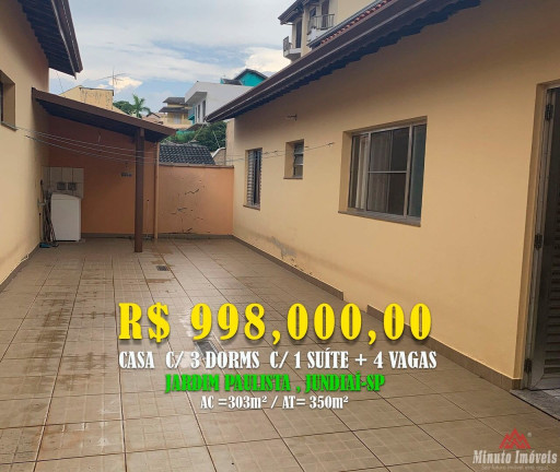 Imagem Casa com 3 Quartos à Venda, 303 m² em Jardim Paulista I - Jundiaí Imagem Casa com 3 Quartos à Venda, 303 m² em Jardim Paulista I - Jundiaí