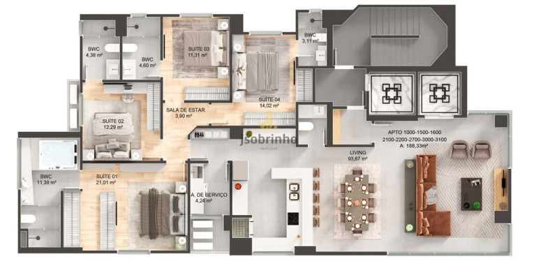 Apartamento com 4 Quartos à Venda, 188 m² em Centro - Balneário Camboriú