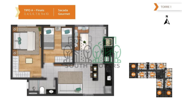 Imagem Apartamento com 2 Quartos à Venda, 48 m² em Ecoville - Curitiba Imagem Apartamento com 2 Quartos à Venda, 48 m² em Ecoville - Curitiba