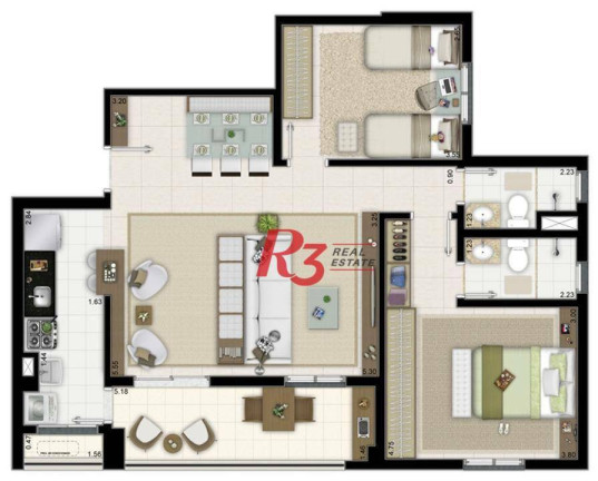 Imagem Apartamento com 3 Quartos à Venda ou Locação, 84 m² em Marapé - Santos