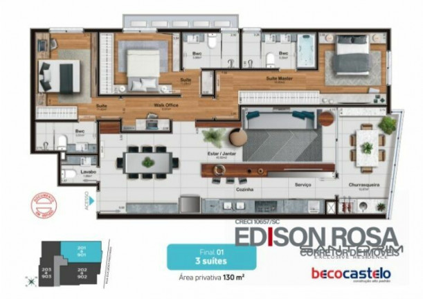 Imagem Apartamento com 3 Quartos à Venda, 112 m² em Estreito - Florianópolis Imagem Apartamento com 3 Quartos à Venda, 112 m² em Estreito - Florianópolis