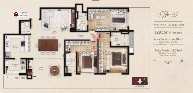 Imagem Apartamento com 3 Quartos à Venda, 128 m² em Kobrasol - São José Imagem Apartamento com 3 Quartos à Venda, 128 m² em Kobrasol - São José