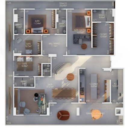 Apartamento com 4 Quartos à Venda, 218 m² em Tupi - Praia Grande