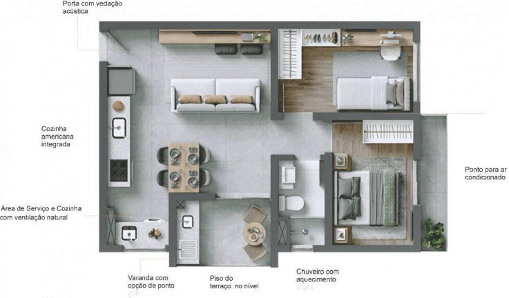 Imagem Apartamento com 2 Quartos à Venda, 52 m²