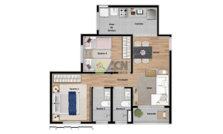 Imagem Apartamento com 2 Quartos à Venda, 55 m² em Parque Orestes ôngaro - Hortolândia