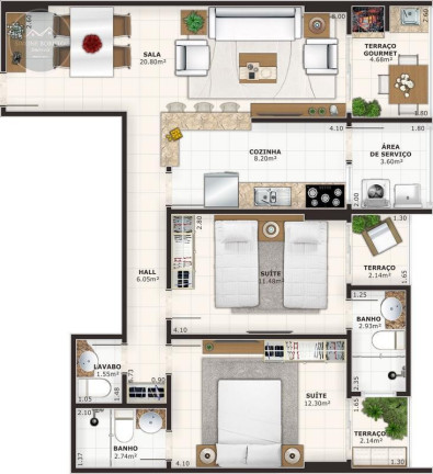 Imagem Apartamento com 2 Quartos à Venda, 88 m² em Guilhermina - Praia Grande