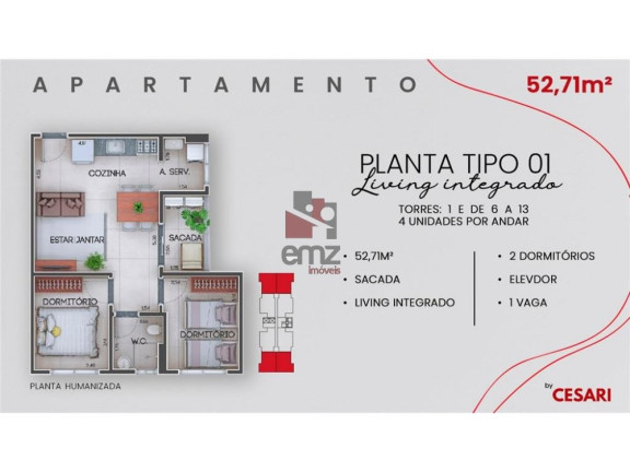 Imagem Apartamento com 2 Quartos à Venda, 63 m² em Vila Planalto - Campo Grande Imagem Apartamento com 2 Quartos à Venda, 63 m² em Vila Planalto - Campo Grande