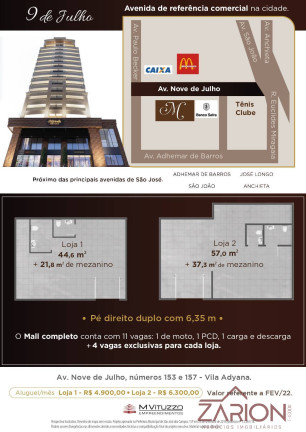 Sala Comercial para Alugar, 44 m² em Jardim Apolo I - São José Dos Campos