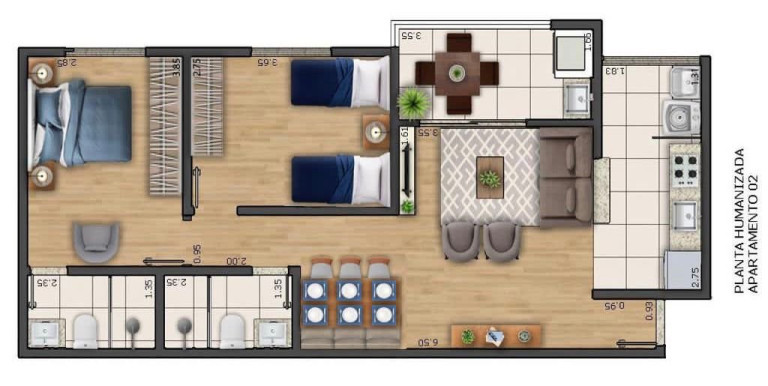 Imagem Apartamento com 2 Quartos à Venda, 74 m² em Parque Residencial Beira Rio - Guaratinguetá