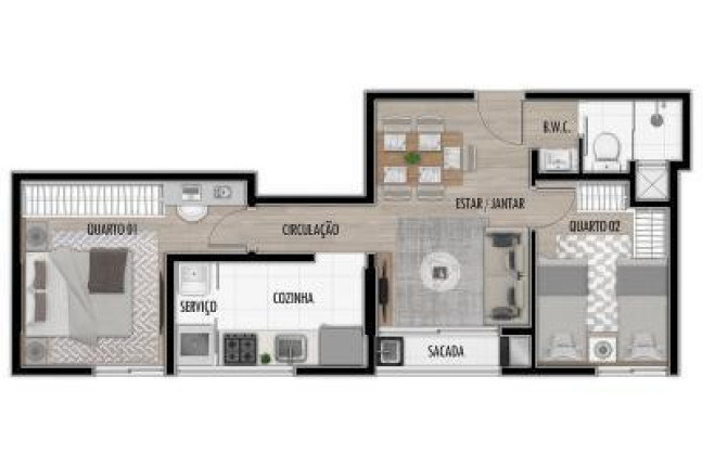 Imagem Apartamento com 2 Quartos à Venda, 44 m² em água Verde - Curitiba